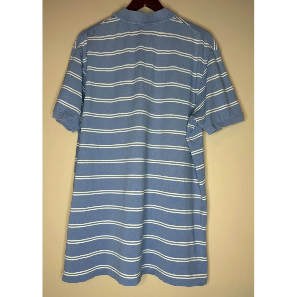 Polo Ralph Lauren Mens Pima Stretch Mesh Striped Polo Shirt Blue White XL